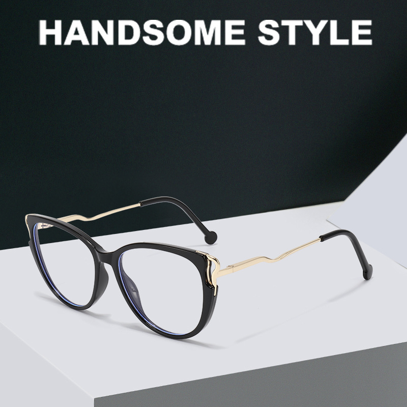 Retro Cat Eye Blue Light Blocking Glasses Frame High End Plain Unisex Full Rim Metal Glasses For Men And Women_voghion.com