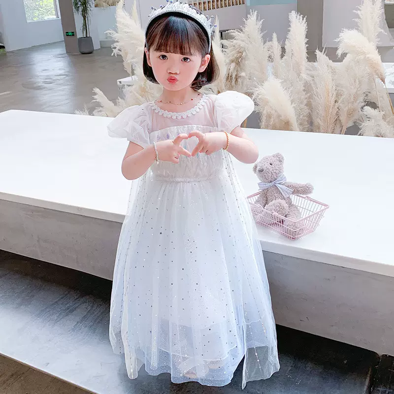 2025童装新款冰雪奇缘爱莎公主裙女童宝宝渐变连衣裙万圣节礼服裙