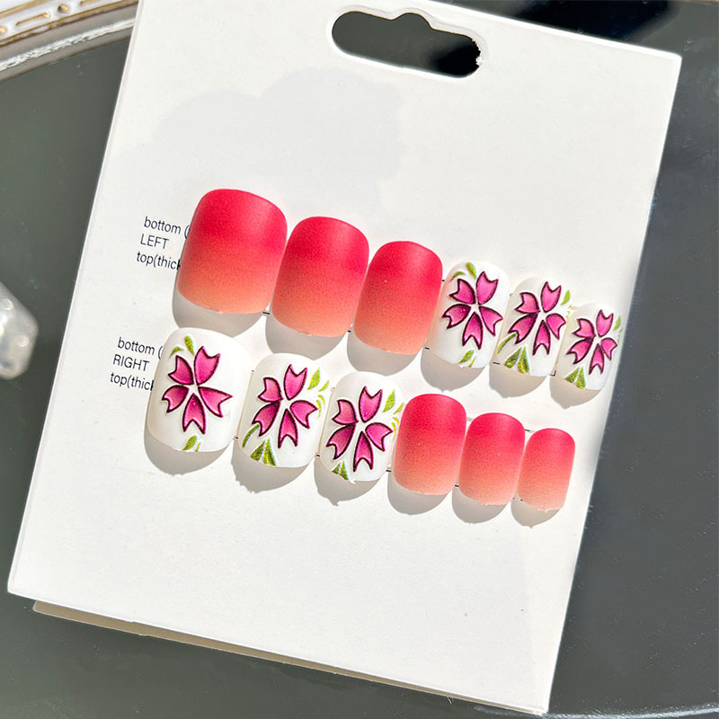 24 piezas de puntas de uñas postizas para adultos, estilo corto, uñas postizas en relieve, nuevas pegatinas de uñas, puntas de uñas tridimensionales