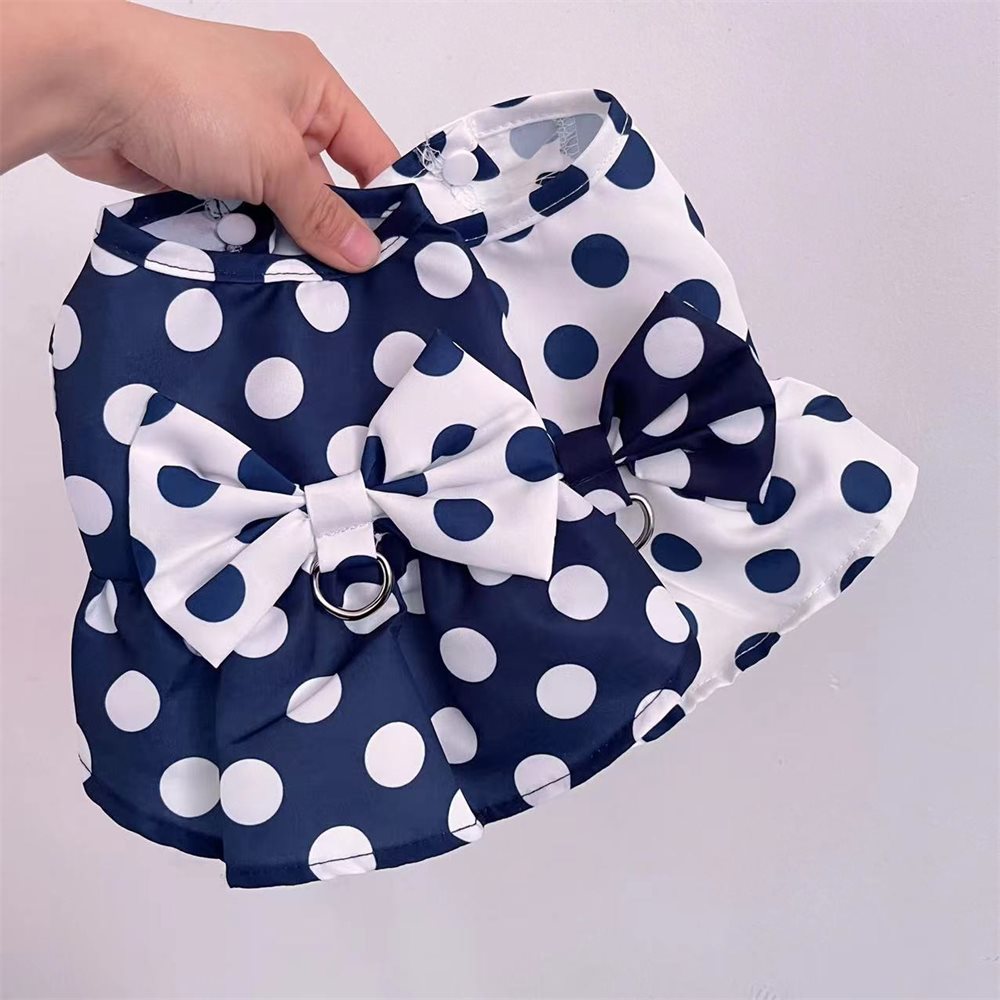 Pet thin polka-dot dress can be hung with a leash Teddy Bichon small…