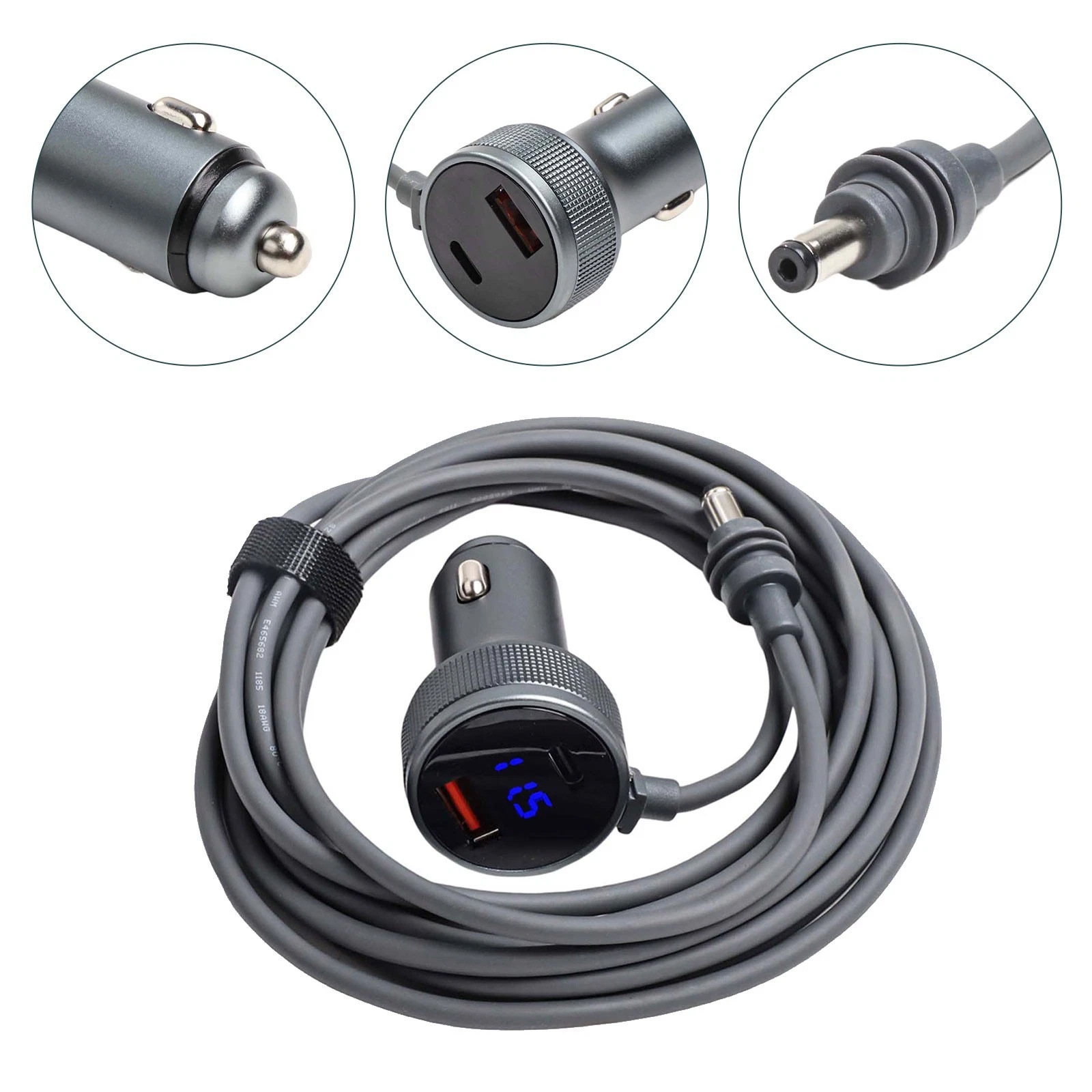 Digital Display Cigarette Lighter Adapter Dc5521 Suitable for Mini Car Cigarette Lighter Adapter