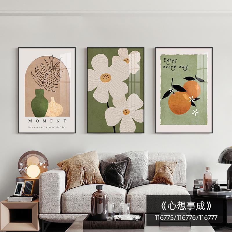 简约大气沙发背景墙聚宝盆山水画酒店宾馆客厅装饰画中式画福鹿|undefined