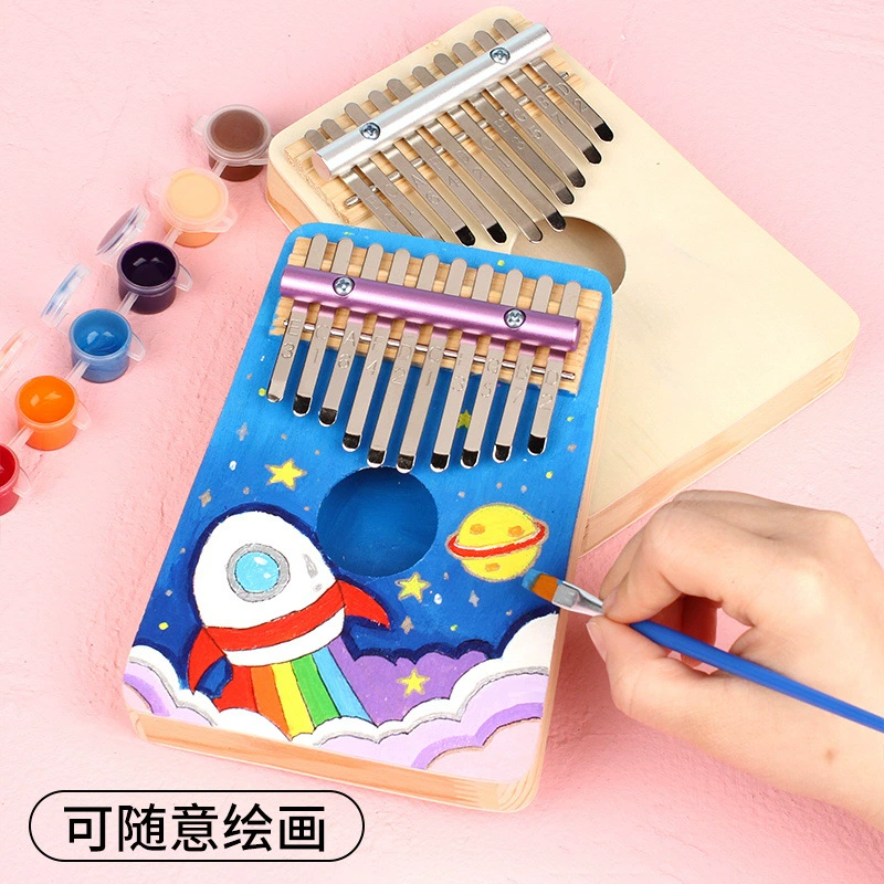 10-тонная Калимба, ручная роспись, пустая самодельная Скрипка для большого пальца, Детская Дошкольная художественная роспись, сумка для материала ручной работы