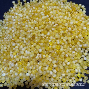 Songgang Factory Source Amber Beeswax Wholesale Yellow and White Flower Old Style Pier Loose Beads DIY Bracelet Accessories Welfare