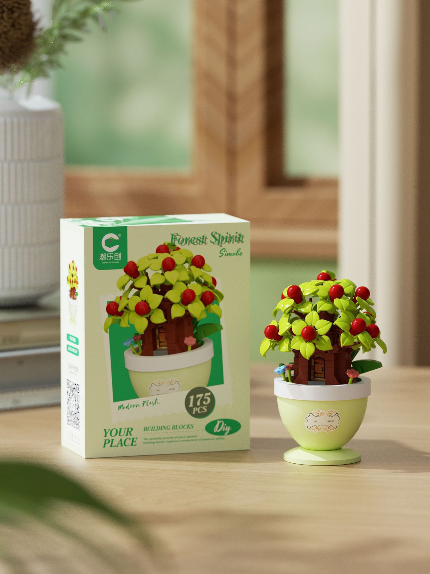 Compatible con cerezo árbol inmortal bloques de flores plantas en maceta para niños juguetes inteligentes transfronterizos regalos del día de la maestra