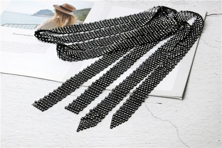 Rhinestone, Polyester Material Sexy Shiny Glittery Rhinestone Polyester Unisex Tie