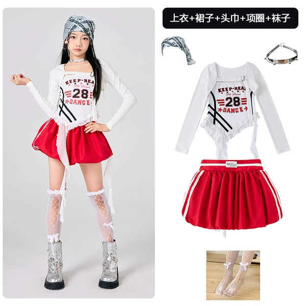 White red cloak, scarf with letters, choker, lace tights, lifting effect