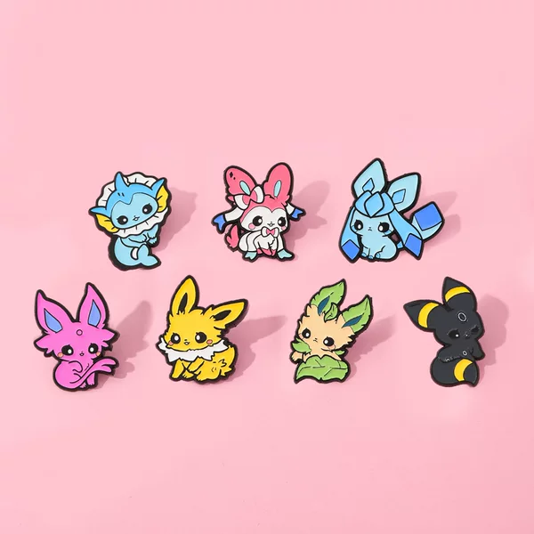 Japanese-Style Cartoon Pokémon Eevee Metal Badge Pokémon Alloy Brooch Accessory Pin
