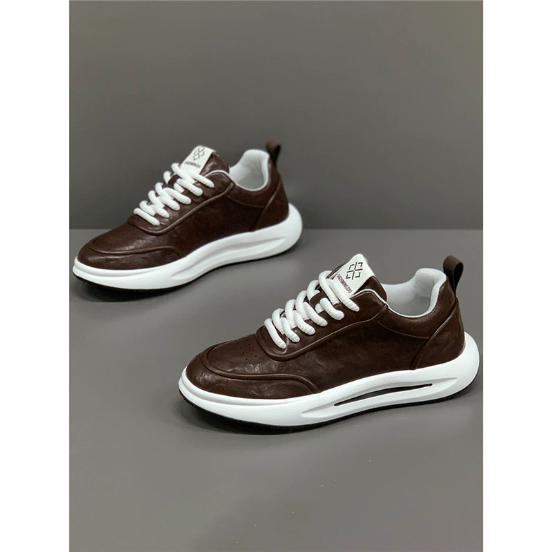 Мужская обувь 2024 новая осенняя кожа однотонная универсальная спортивная повседневная обувь мягкая подошва