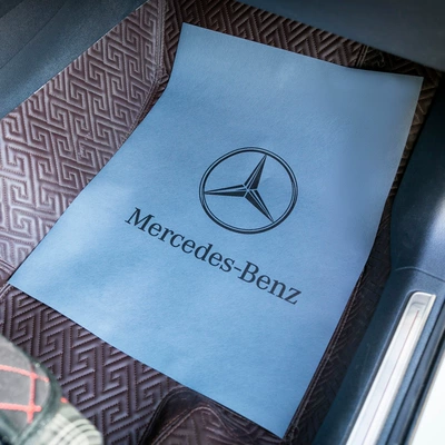 Universal Foot Pad – Mat Paper for Car Wash Shops - 4253-enlarged-gray-mercedes-logo-50-sheets