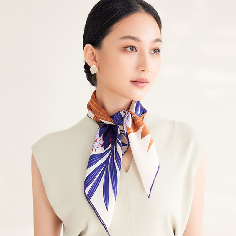 Silk Scarf Silk Scarf 100% Mulberry Silk 64cm Floral Style Chinese Square Scarf_voghion.com