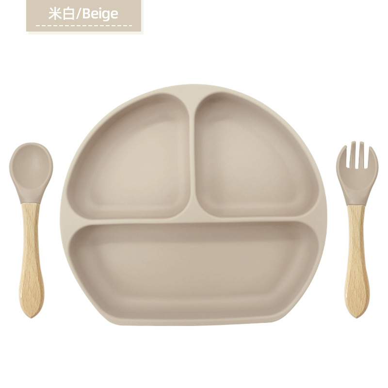 Plato de alimentación infantil tipo succión Plato de alimentación infantil Plato de cubierta de tres partes Amazon Plato de silicona de grado alimenticio