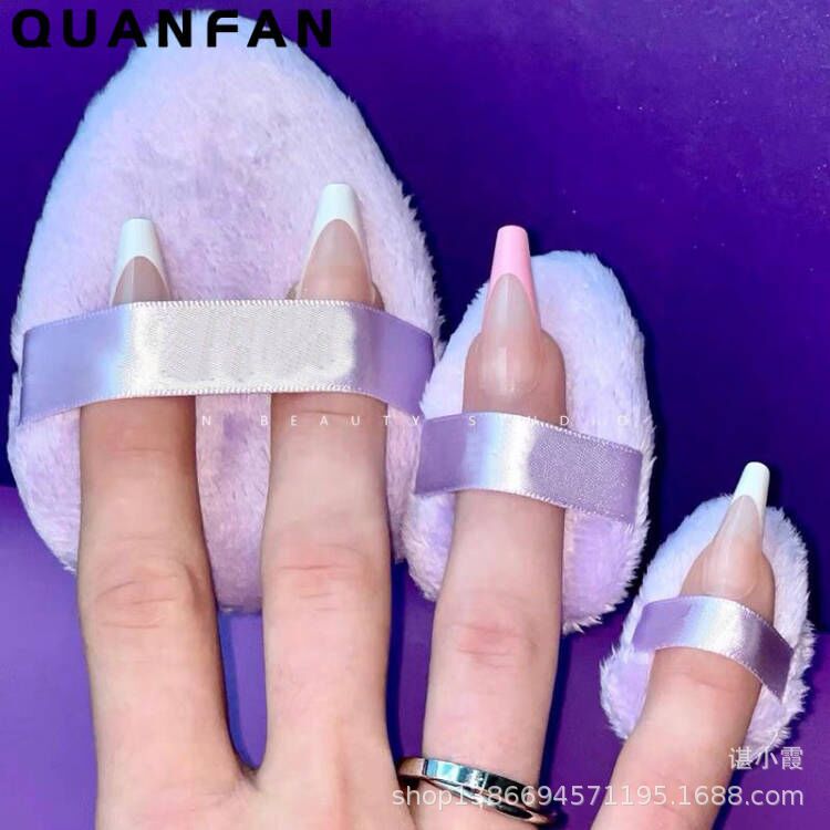 跨境粉扑干粉扑散粉扑手钩扑定妆扑大中小紫色水滴扑欧美网红产品