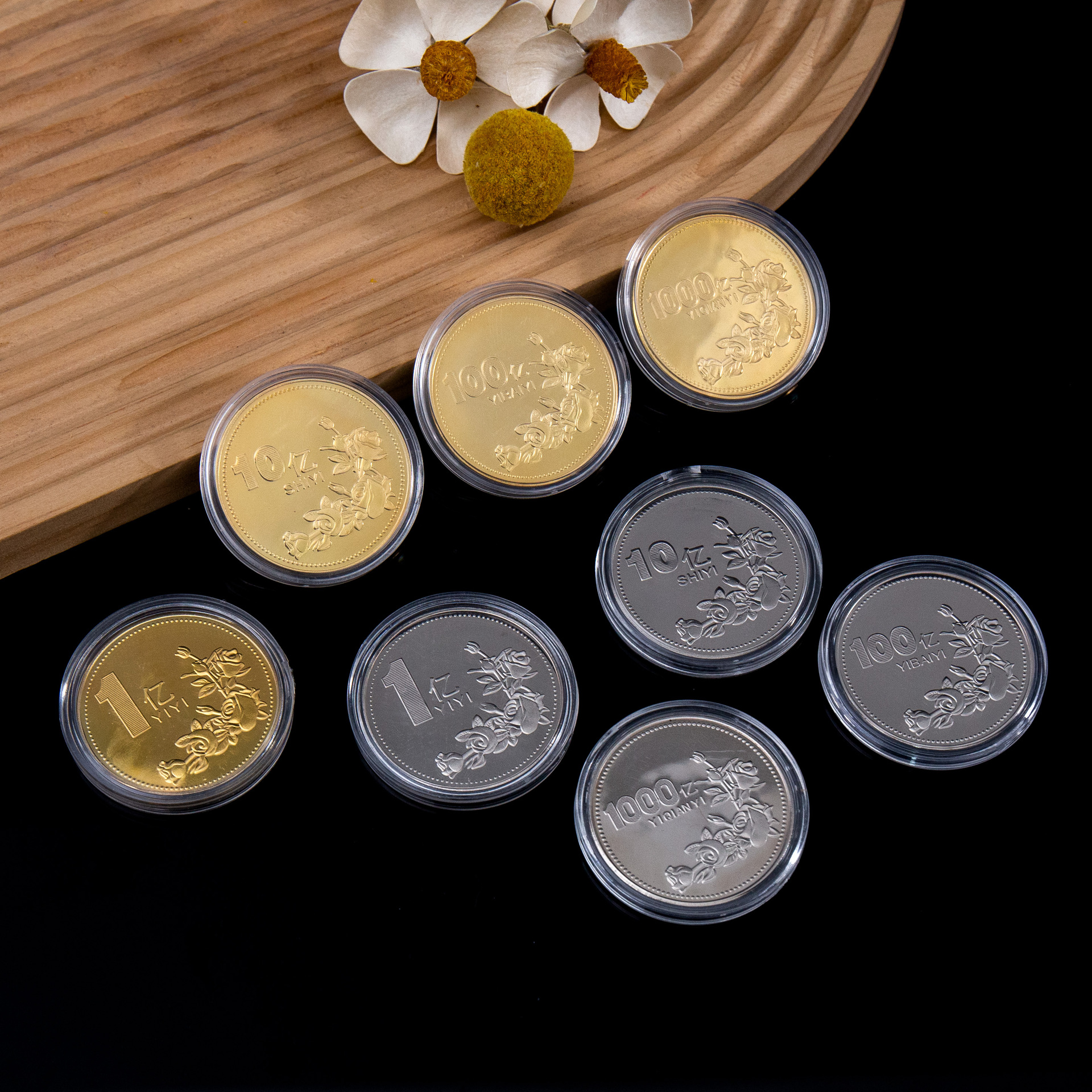 Small Goal Commemorative Coin Gold Coin Ornament Silver Coin Rose One Hundred Million One Billion Trillion Spot Stock Customizable