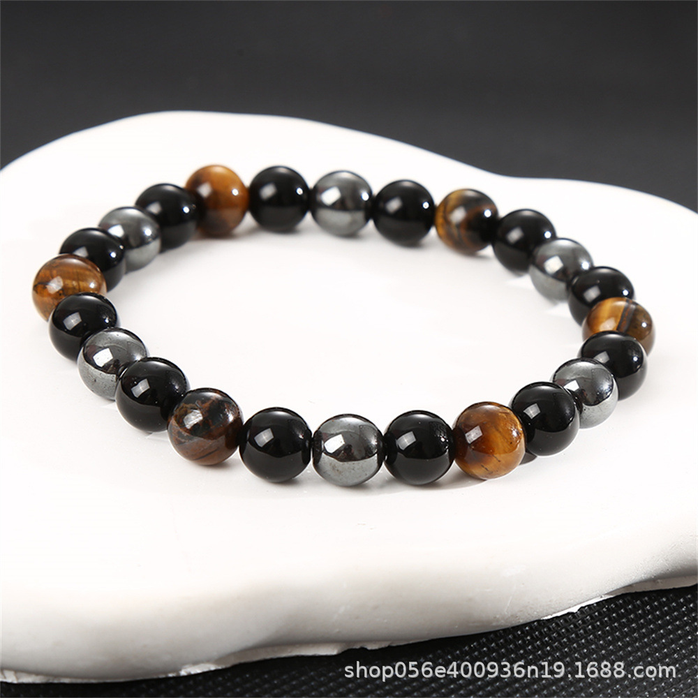 Moda simple 8mm pulsera de piedra de ágata natural alta sensación de mano de cristal cuentas pulsera comercio exterior al por mayor damas