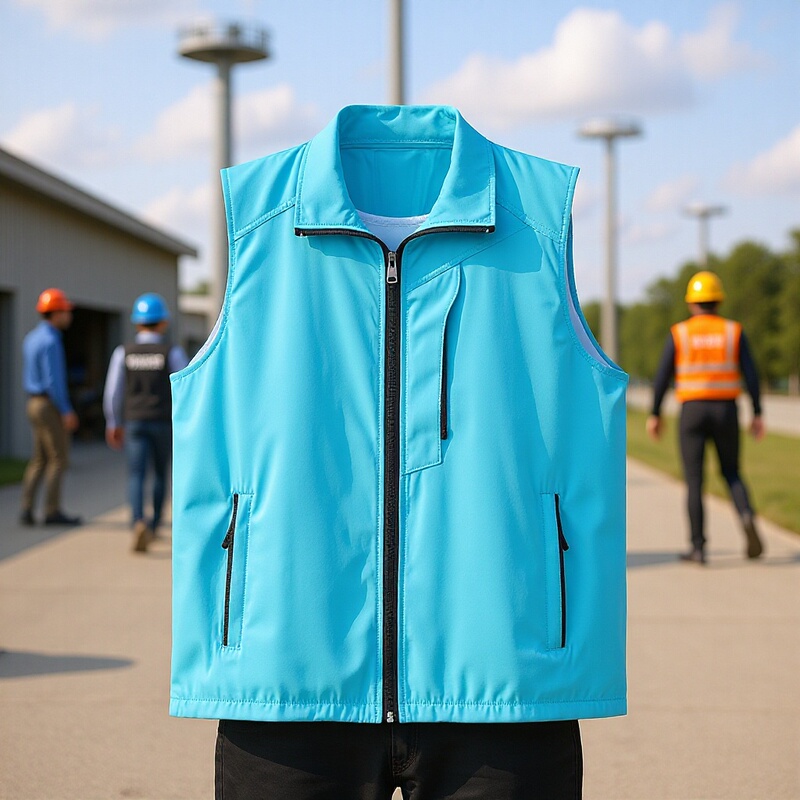 Red Volunteer Vest with Printed Logo, Polyester Festival Clothing Vest, Work Uniform for Men