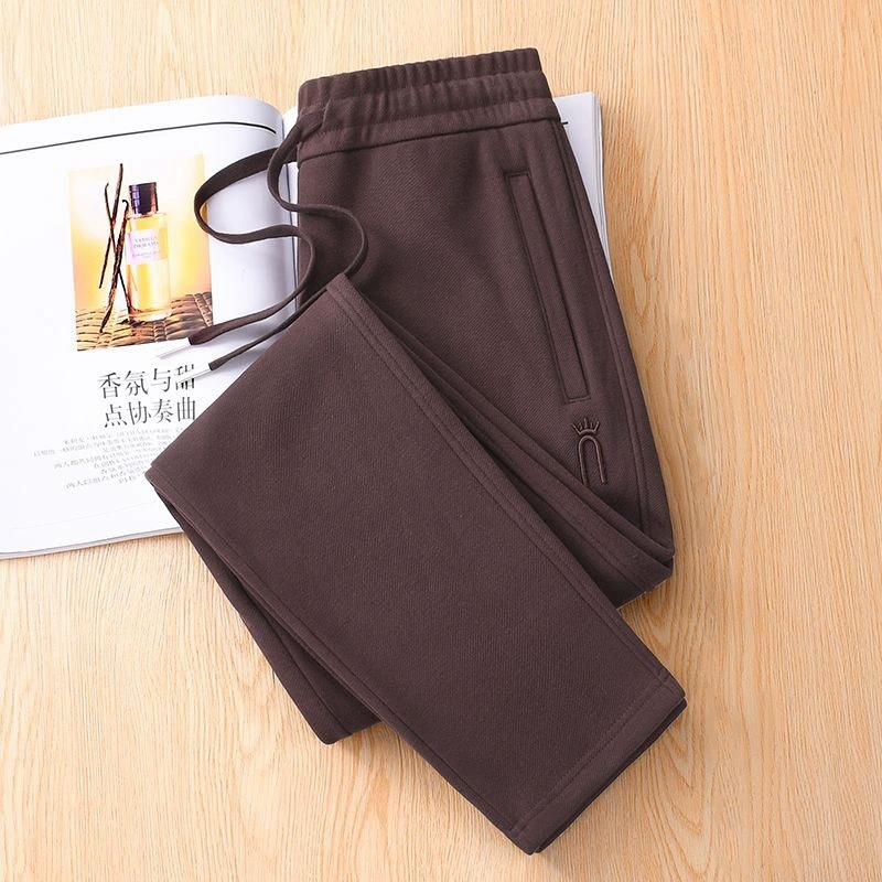 Shanli Dadi темно-карри плюс бархатные спортивные штаны женские толстые осенью и зимой