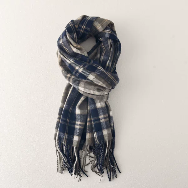 Tonkotsu Ramen Style New Plaid Korean Couple Scarf Warm Thickened Scarf Autumn and Winter Women's High-End Atmosphere