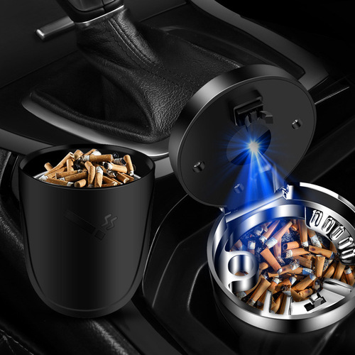 Yiju round car ashtray wholesale automatic lighting stainless steel liner car ash collection box manufacturer