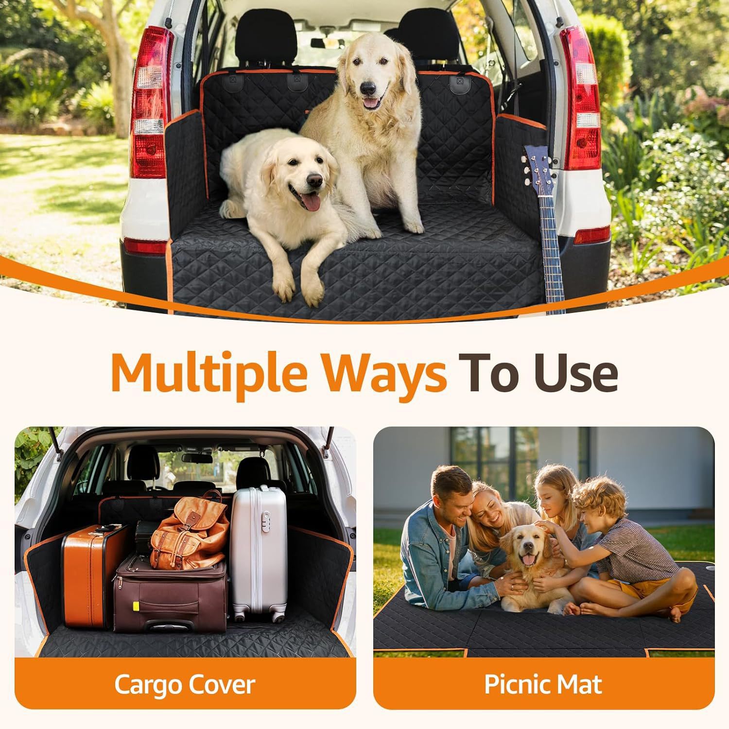 Trunk Mat, Pet Mat, Cargo Mat with Side Protection, Trunk Mat with Pockets, Car Pet Mat