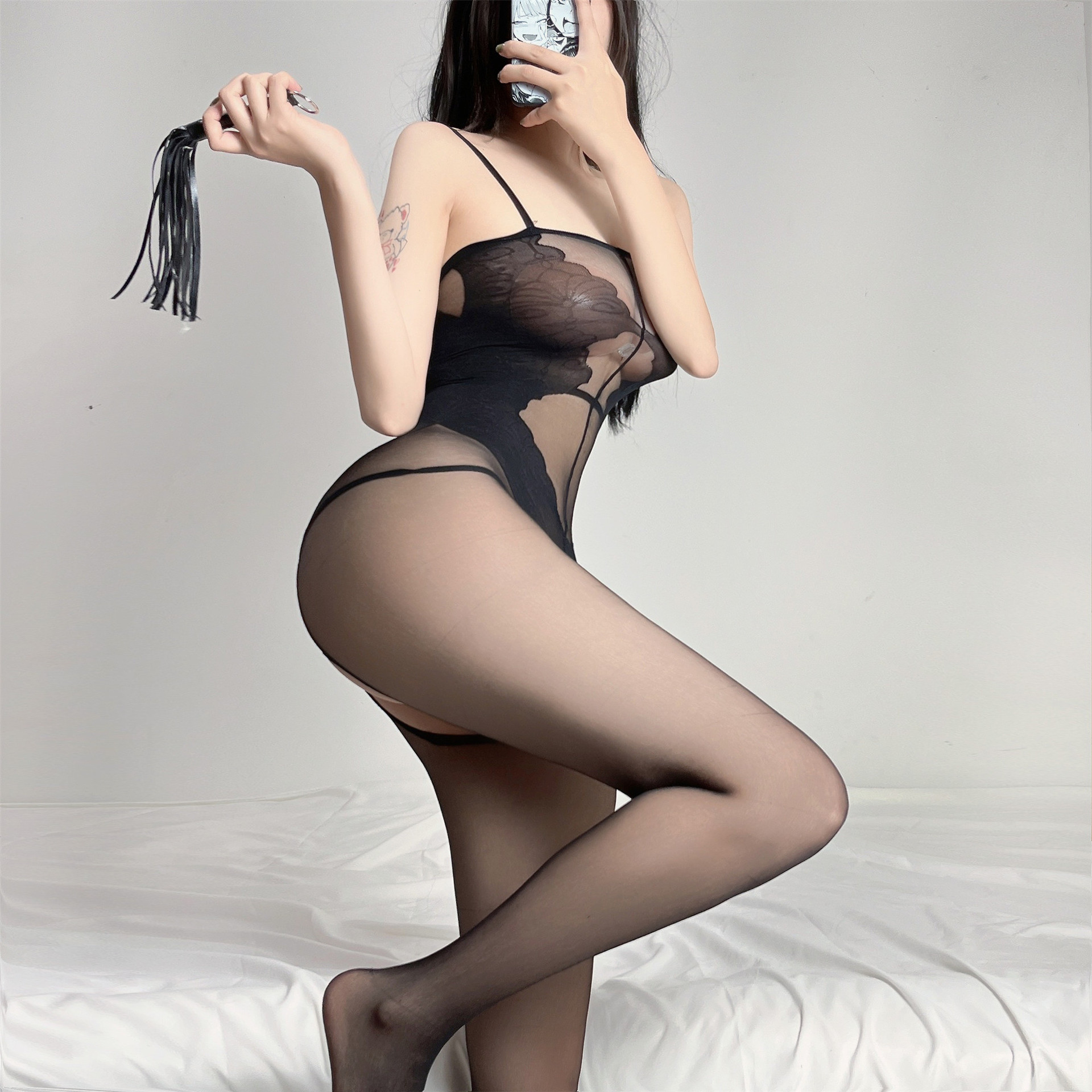 Sexy Lingerie for Women, Alluring Lace Hollow-Out Bodysuit, Thin Lace See-Through Camisole Nightgown