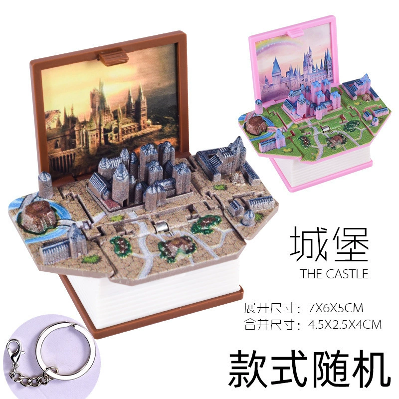 3D Folding Book Keychain, Mini Pop-Up Diorama, Assorted Themes, OPP/Box Packaging