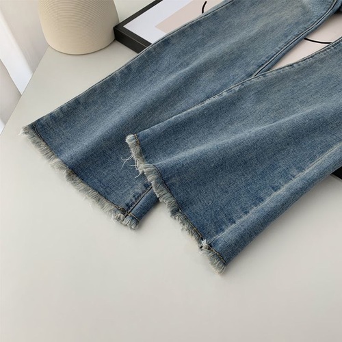 Retro high-waisted jeans for women in spring and autumn, new hot girl slimming floor-length micro-flared pants for women