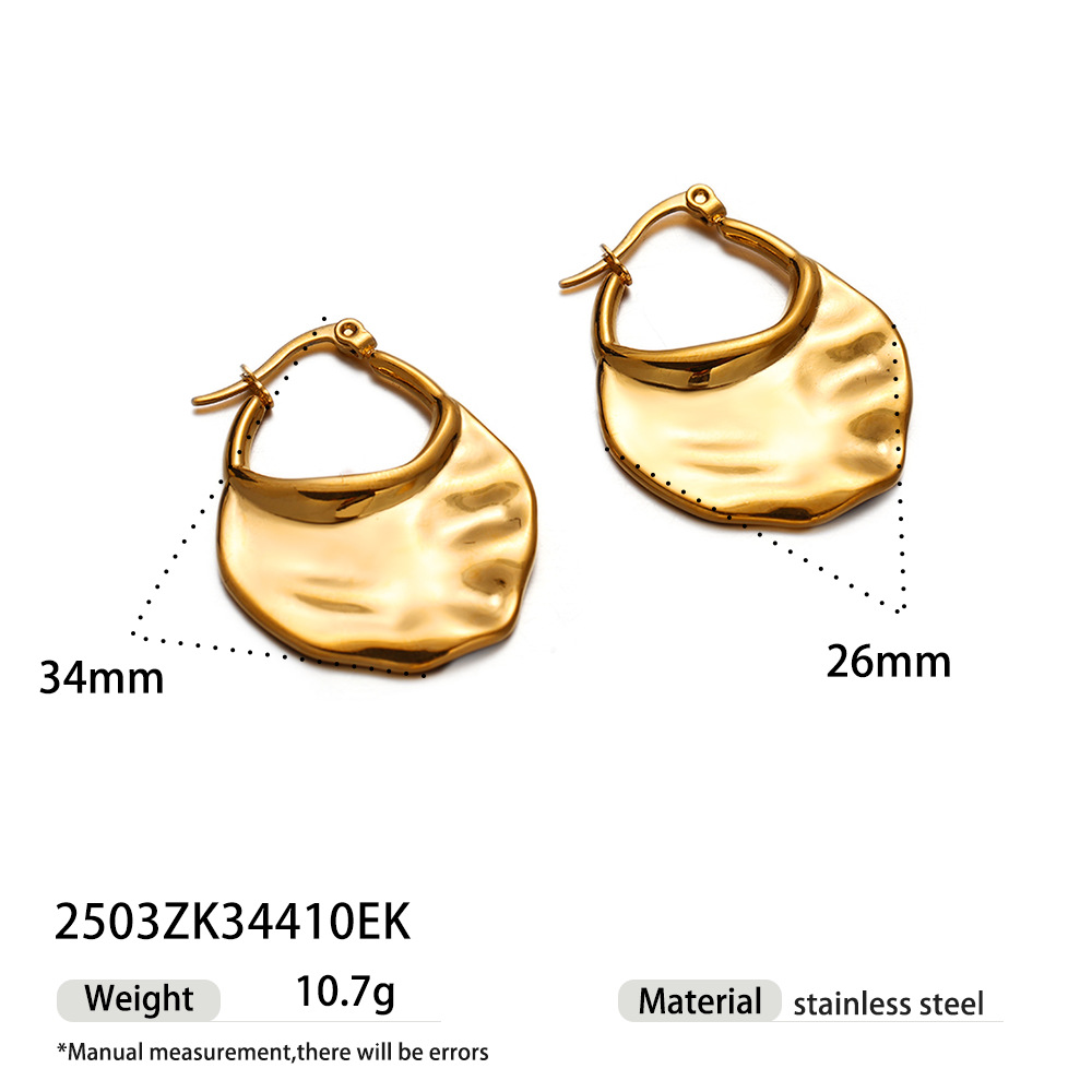 Taena Pendientes de acero inoxidable europeos y americanos, lujo ligero, de alta calidad, cara brillante, oro, plata, titanio, orejas de acero, orejas de crianza femenina, Earrings