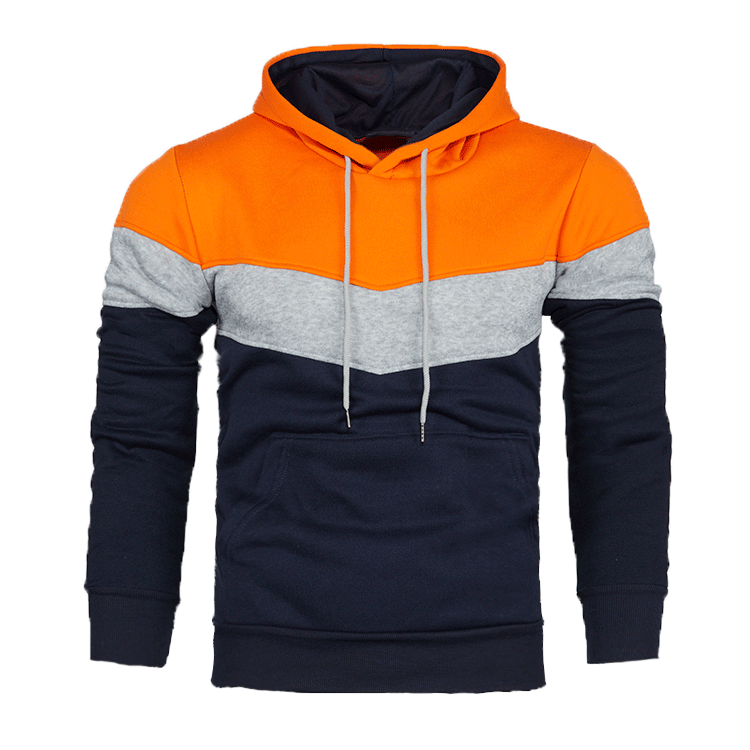 Men's Clothing Autumn and winter blue street casual sports sweatshirt loose side seam pocket block color youth hoodie_senzul.com