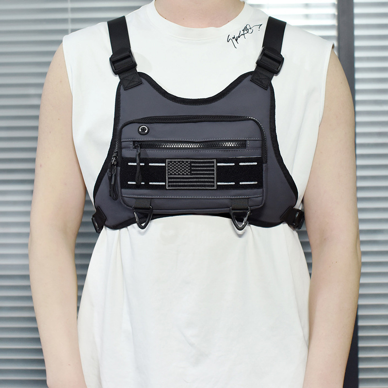 カジュアルトレンディなサイクリング機能ベストバッグハイキングベストバッグメンズチェストバッグ作業服バックパックランニングフィットネスバッグ|undefined