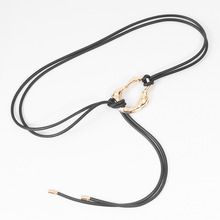 金色扣软皮绳打结腰带女配毛衣大衣裙子装饰细皮带PU腰绳简约时尚