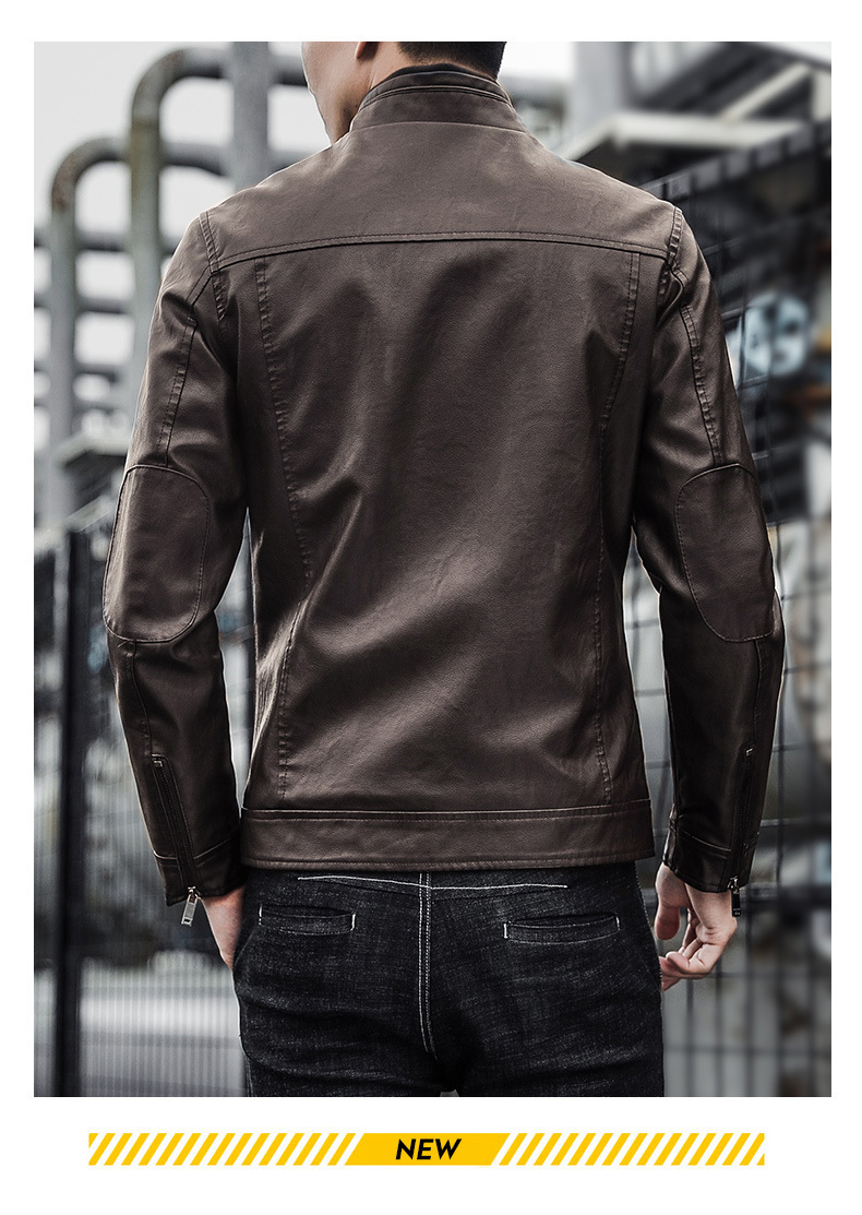 Men's Leather Jacket Slim Fit Motorcycle Coat For Men Casual_voghion.com