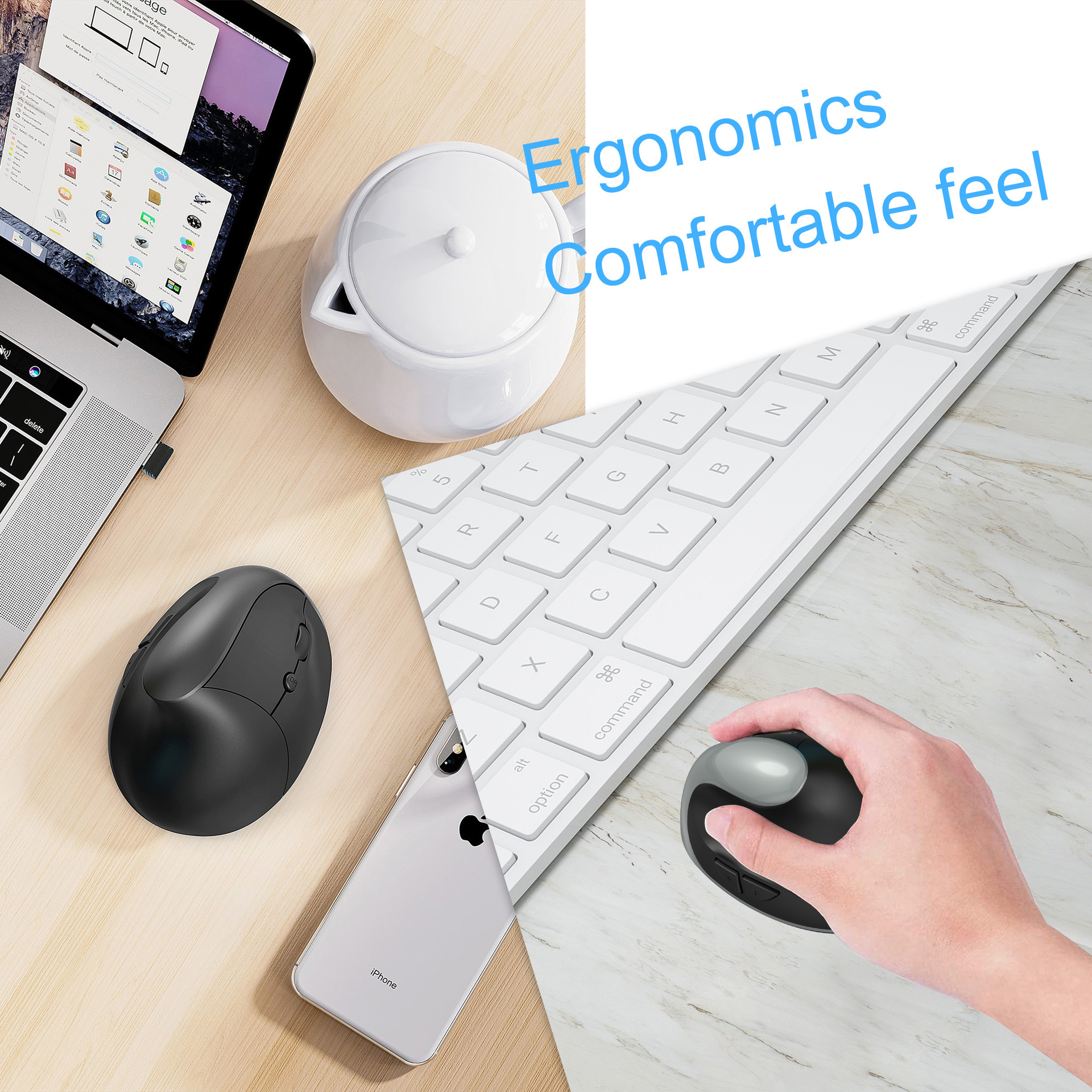 Dahili 600MA ergonomik MOUSE2400DPI ile şarj edilebilir yeni 2.4GHz kablosuz dikey fare_voghion.com