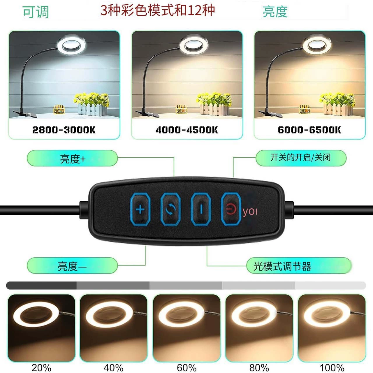 Magnifying glass, teaching reading, mobile phone, fill light, 95mm