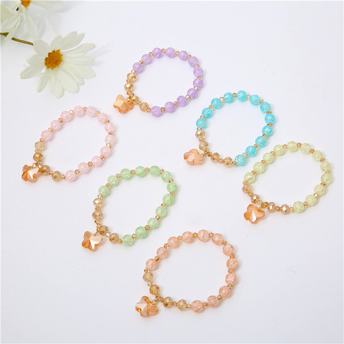 New Japanese & Korean Trendy Crystal Beaded Bracelet for Women, Literary Student DIY, Unique Design Crystal Butterfly Bracelet, Cross-Border