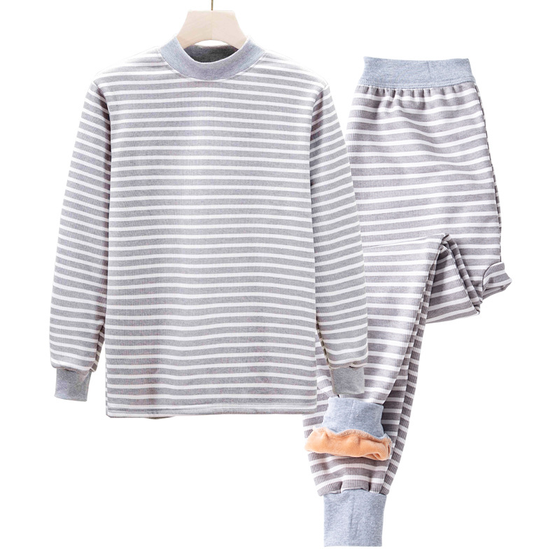 Traje de ropa interior térmica juvenil forrado de lana engrosado medio y niños grandes estudiante ropa de otoño pantalones largos pantalones de algodón suéter de 13 años cepillado