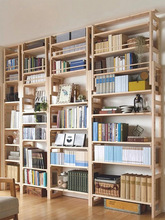 实木书架落地顶天立地置物架简易满墙书橱客厅书墙整墙书柜隔断架