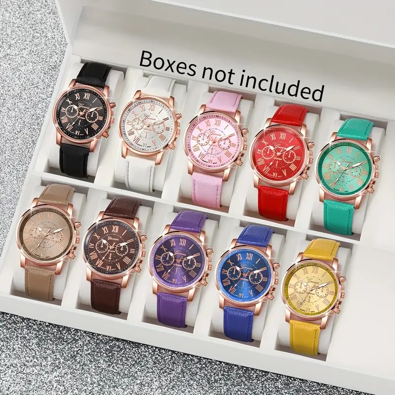 Cross-Border Classic Color Palette Belt Wrist Watch Dopamine Color Multi-Color Optional Geneva Couple Quartz Watch