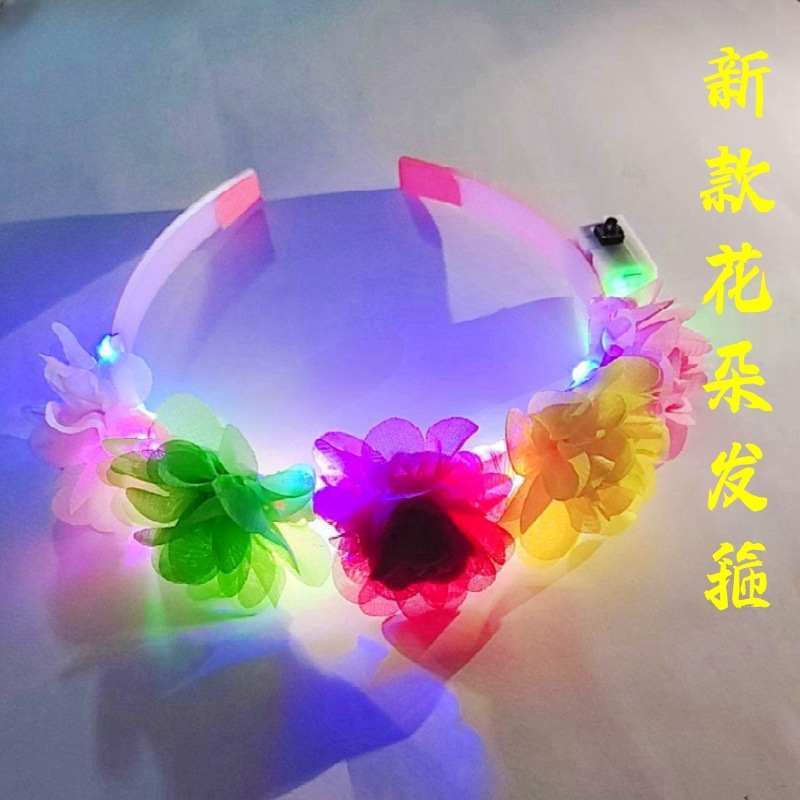 Nuevos niños luminosos, dulces y encantadores, diademas de flores de simulación transfronterizas europeas y americanas, venta caliente de puestos cuadrados de conciertos