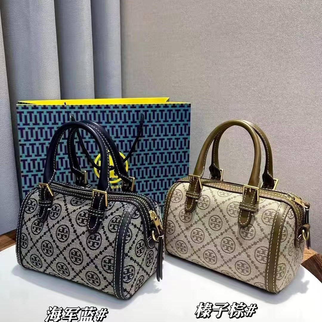 TB家女包2024新款波士顿酒桶包经典印花手提斜挎包枕头百搭单肩女