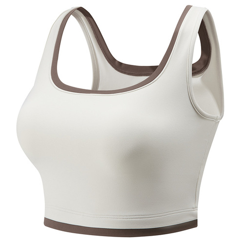 Cross-border color matching yoga vest anti-sagging sports bra women's shockproof push-up fitness bra highly supportive bra