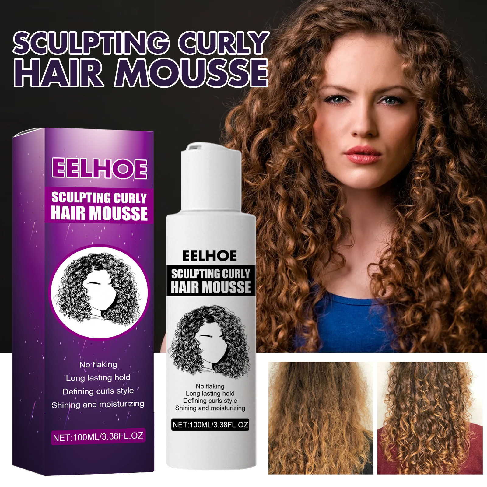 EELHOE shaping elastin curly hair moisturizing fluffy shaping foam anti-frizz natural plump hairstyle care