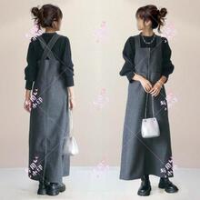 日韩毛呢连衣裙新款女装