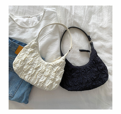 Cream Puff Bag for Women, Cloud-like Pleated Bag,  New Summer Fashion Single Shoulder Cream Fufu Sweet Cool Underarm Bag