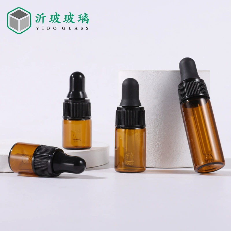 Спот 5ml прозрачная сыворотка разливочная бутылка Коричневая стеклянная бутылка Маленькая бутылка с маслом 1ml2ml3ml Капельница цвета чая