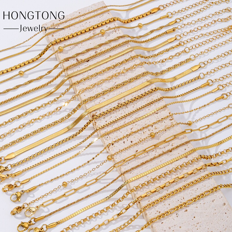 Cross-Border Hot-Selling Stainless Steel Popular Combination Bracelet European and American Fashion Charm Women's Thick and Thin Bracelet Vacuum Plated 18K