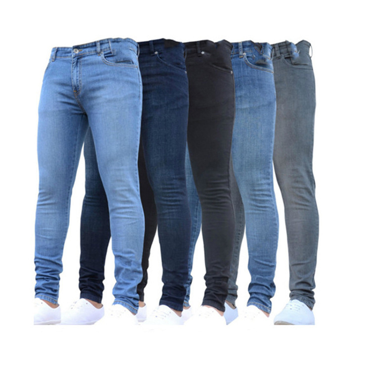 Estación europea delgada jeans elásticos europeos y estadounidenses transfronterizos de otoño negro calzoncillos ajustados para hombre