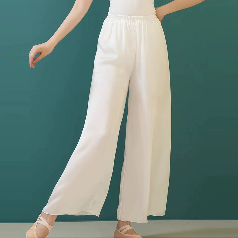 Новые летние и осенние повседневные белые драпированные шифоновые широкие брюки для женщин, укороченные, свободные, больших размеров, с высокой талией, утягивающие длинные брюки-юбка.