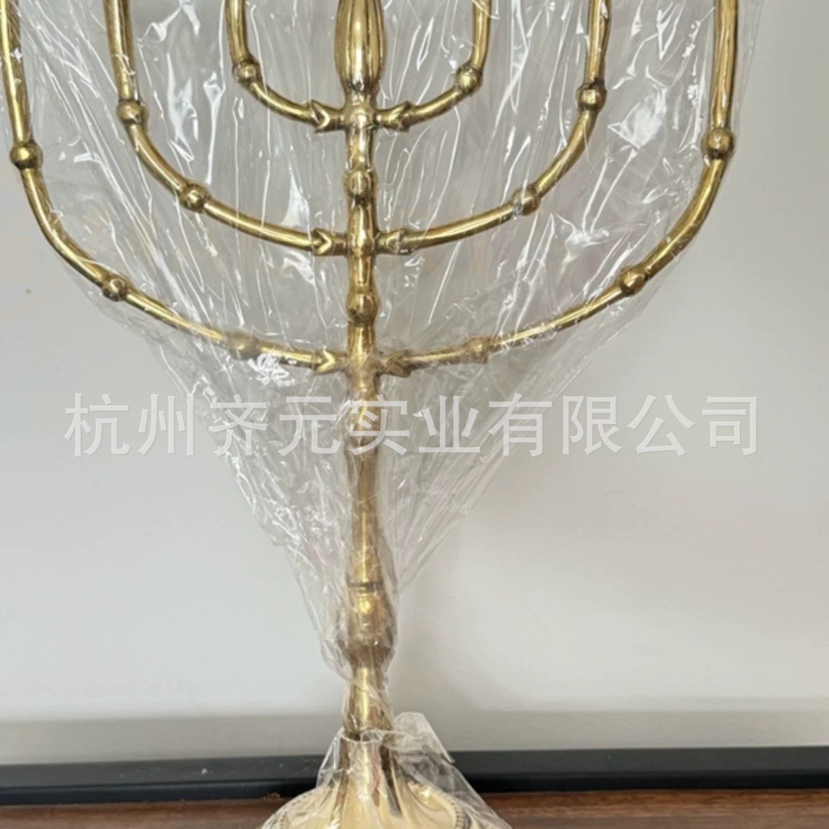 以色列原装进口七头金灯台七枝烛台纯铜家用摆件金色铜色38cm摆件
