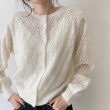针织开衫薄款日系软糯少女镂空毛衣外套宽松打底衫上衣披肩空调衫
